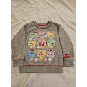 Sweethearts 4T Toddler Valentine Sweatshirt Conversation Hearts Gray Red